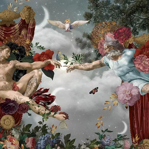 Tenture d’intérieur “Création d'Adam” format 70x137cm Voglio Bene