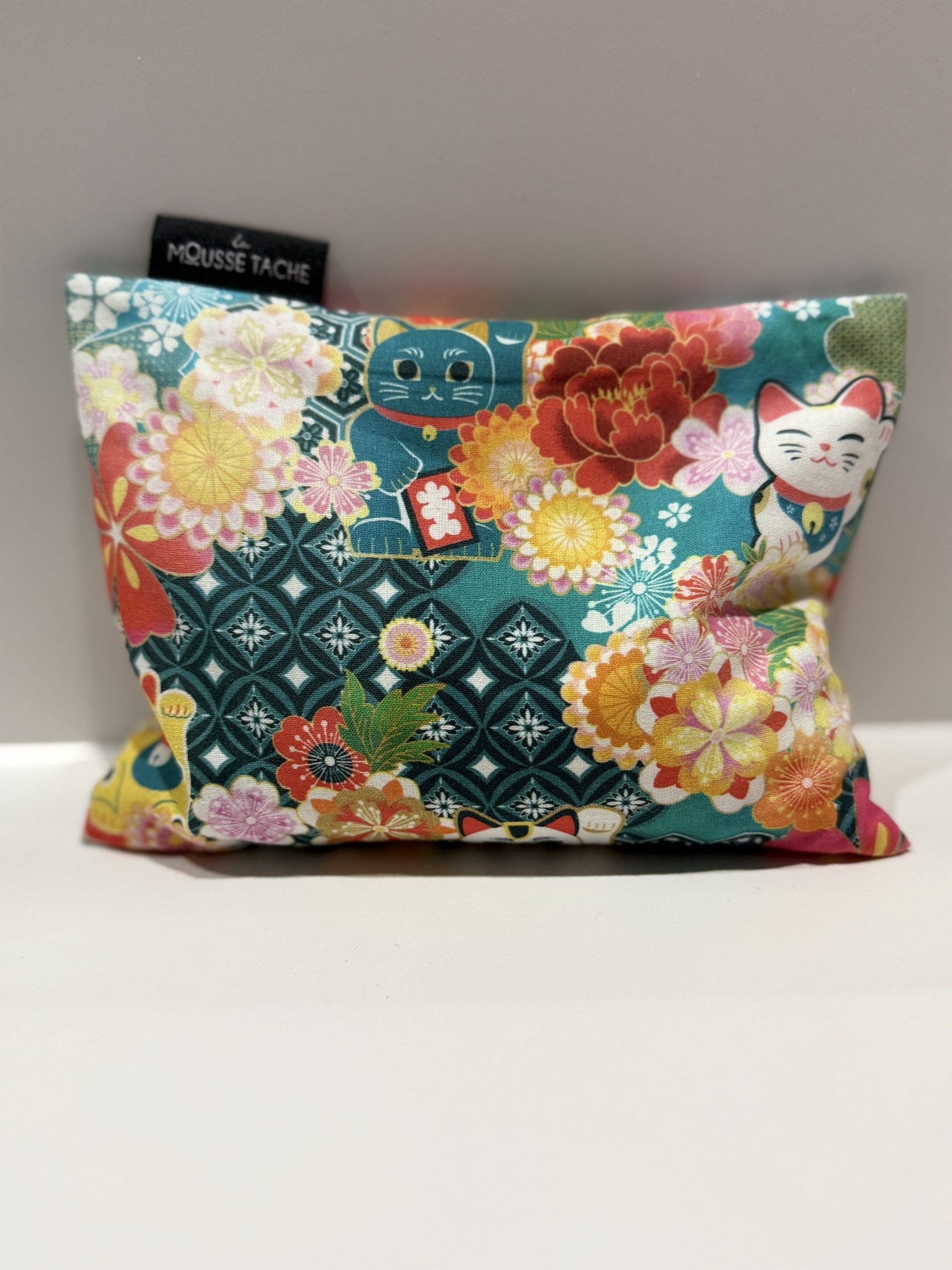 Petite Bouillotte sèche naturelle graines de lin bio "Maneki Neko"