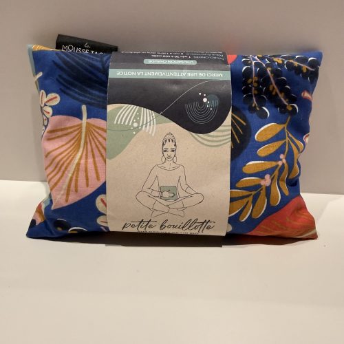 Petite Bouillotte sèche naturelle graines de lin bio "Bleu Caravane"