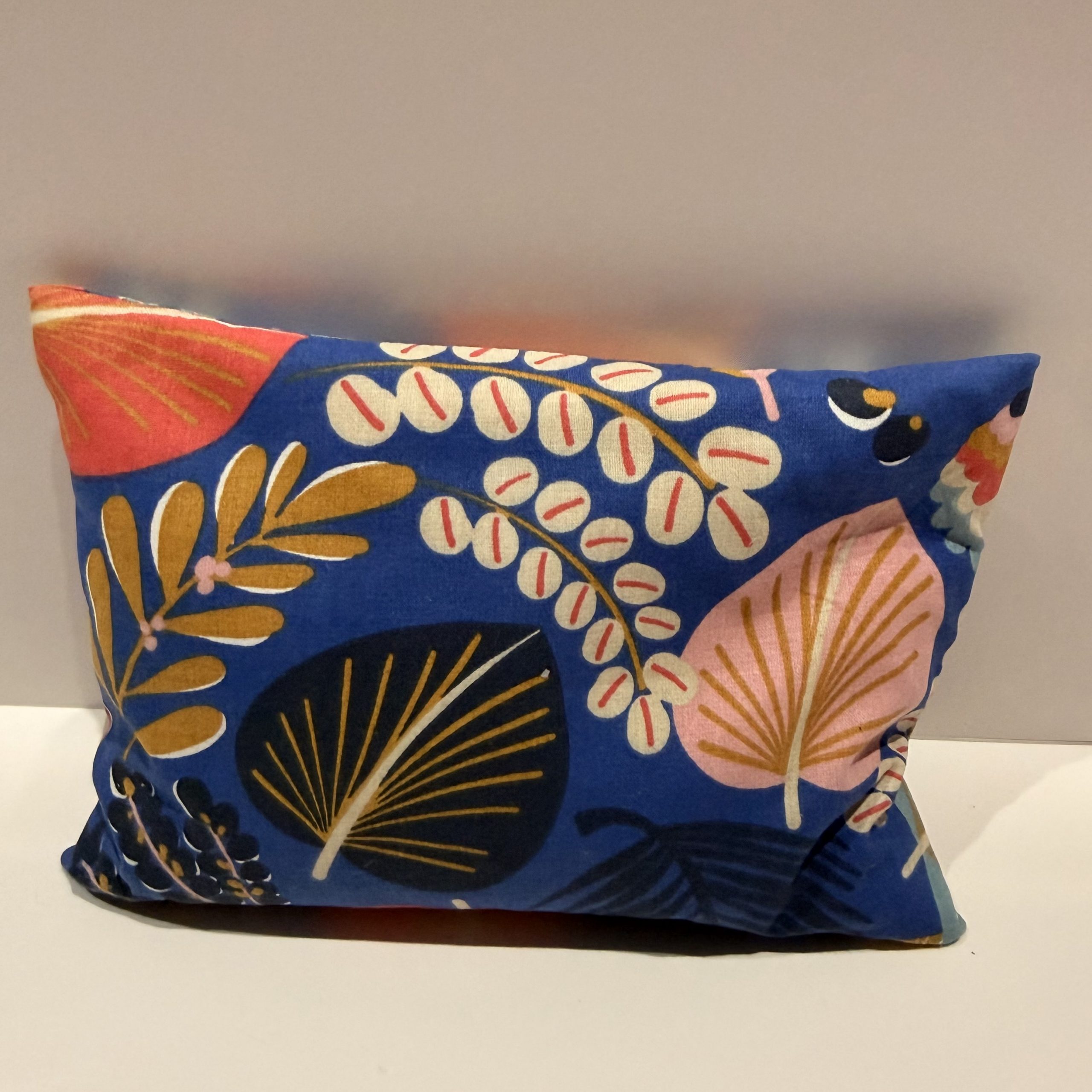 Petite Bouillotte sèche naturelle graines de lin bio "Bleu Caravane"