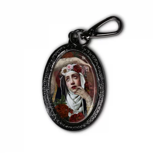 Porte clés noir «Sainte Rita» Voglio Bene